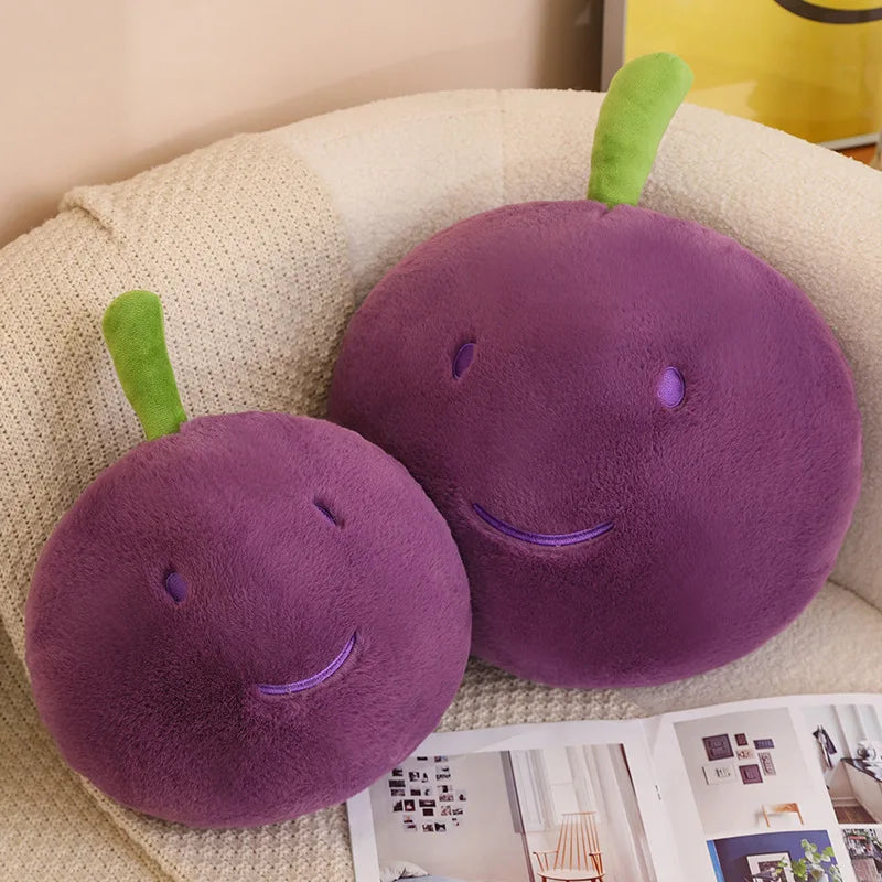 Grape Cluster Plush Toy | Cute Stuffed Fruit Plushie | soft stuffed plushie | side view