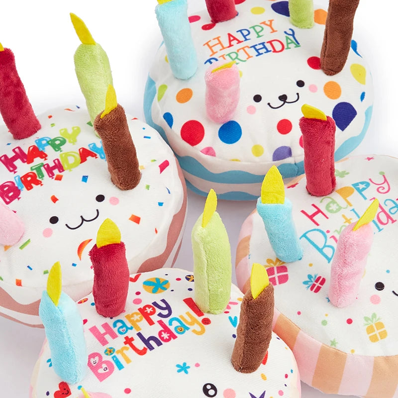 Birthday Cake Dog Chew Toy | Squeaky Molar Plush Pet Toy