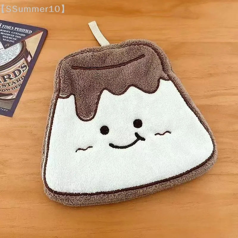 Cartoon Cookie Coral Fleece Hand Towel – Quick-Dry Kitchen Cloth