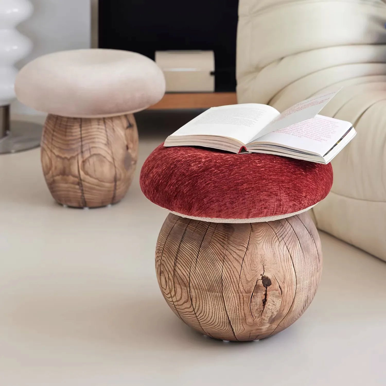 Mushroom Shape Shoe Stool | Cute Toadstool Entryway Ottoman