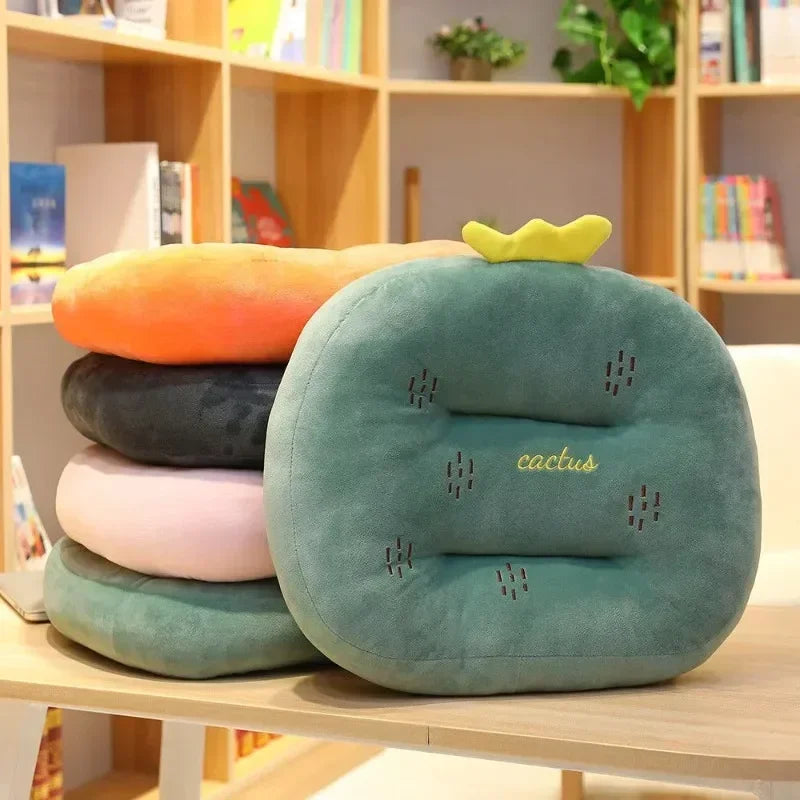 Cartoon Food-Shaped Car Seat Cushion – Plush Back Support Pillow
