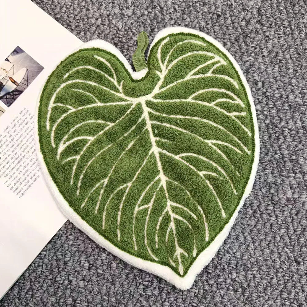 Leaves Design Absorbent Hand Towel | Botanical Print Kitchen Towel
