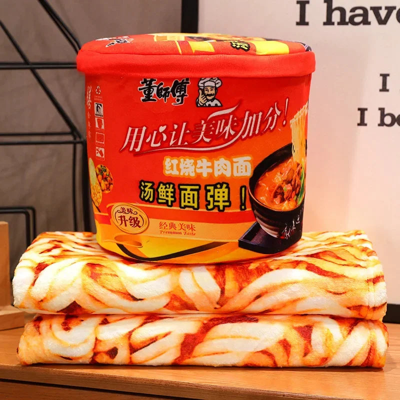 Plushie Instant Noodle Cup with Blanket – Ramen Bowl Pillow Gift