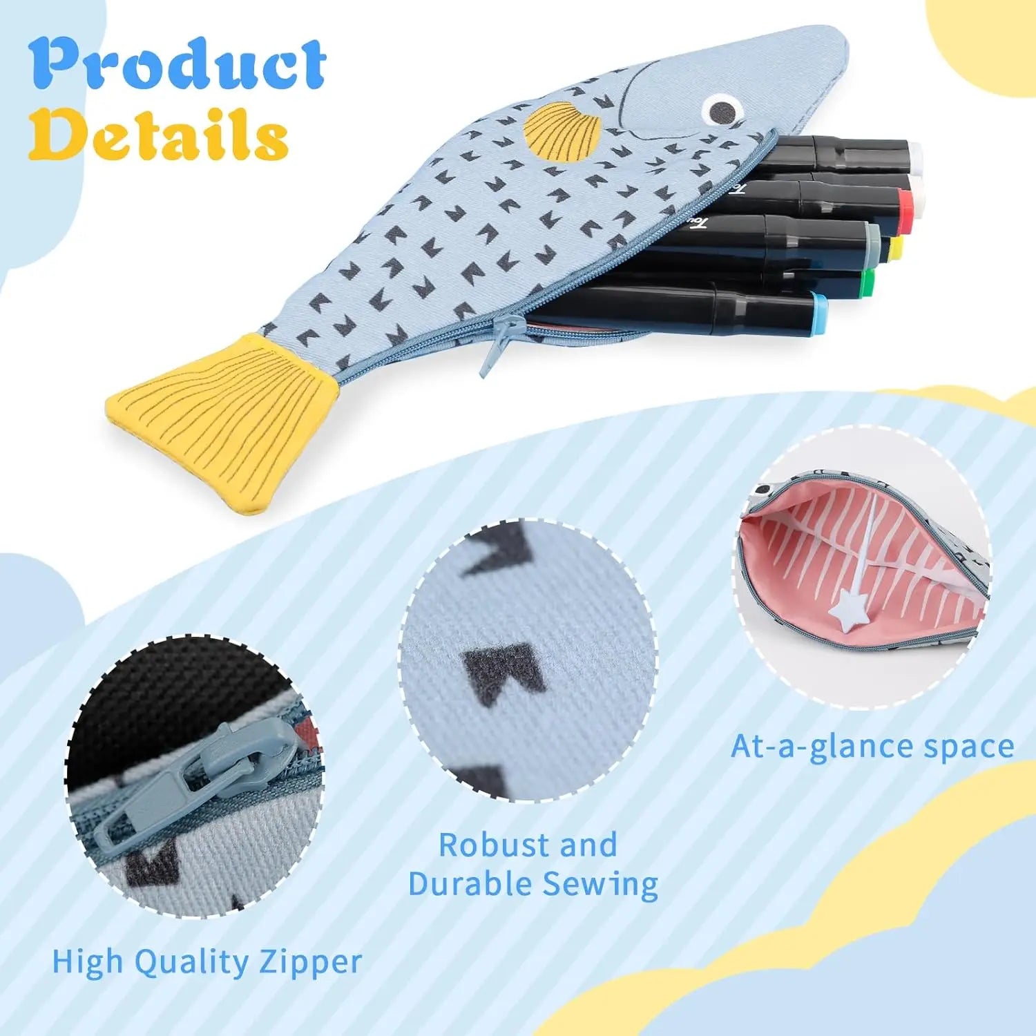 Fish Shape Novelty Pencil Case | Cute Plush Stationery Pouch