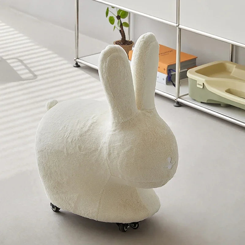 Pouf en peluche lapin avec roues - Deux couleurs