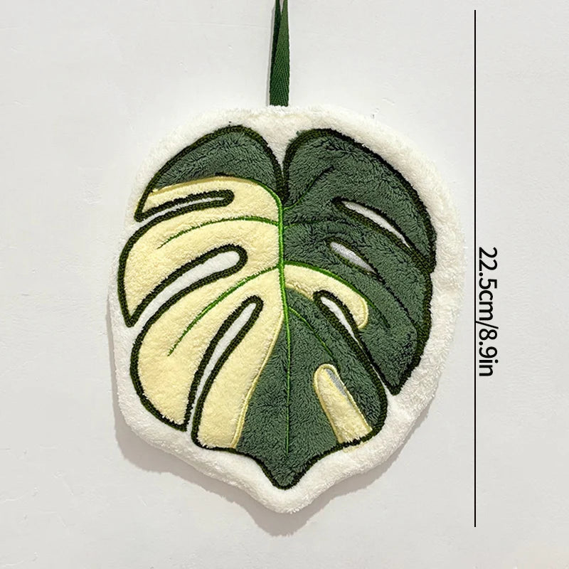 Leaves Design Absorbent Hand Towel | Botanical Print Kitchen Towel