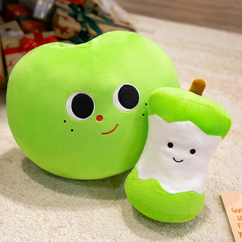 Kawaii Apple Plushie – Red, Yellow & Green, 12-16" | 30-40 cm
