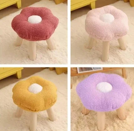 Taburete de Flor de Peluche – Cinco Colores - Lindo, Cómodo y Funcional