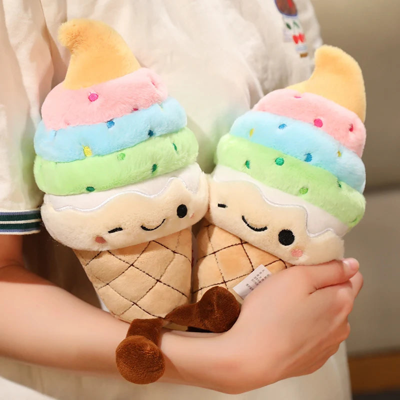 Ice Cream Cone Plush Toy | Stuffed Dessert Pillow, Multiple Flavors