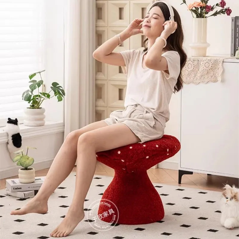 MOMO Mushroom Stool | Decorative Plush Seat Footrest