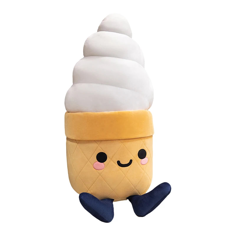 Ice Cream Cone Plush Throw Pillow | Soft Dessert-Shaped Cushion