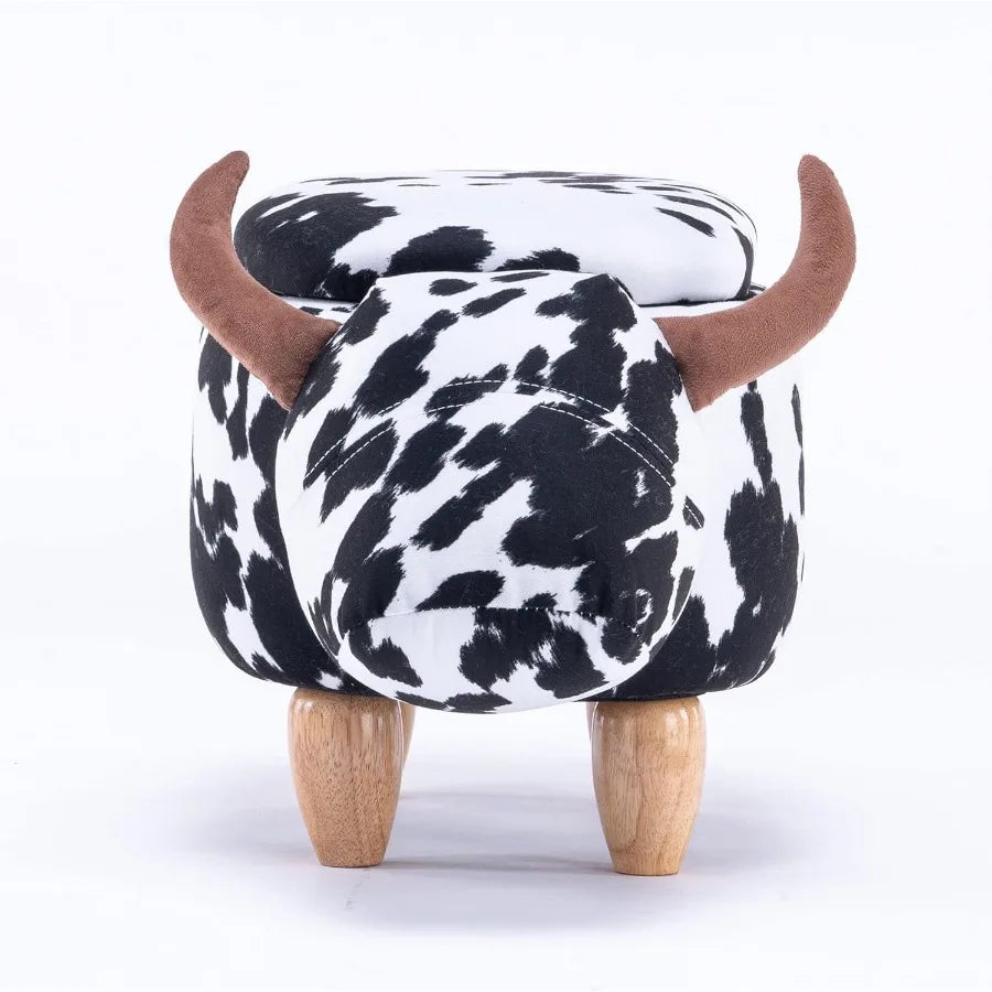 Cow Ottoman with Velvet Fabric