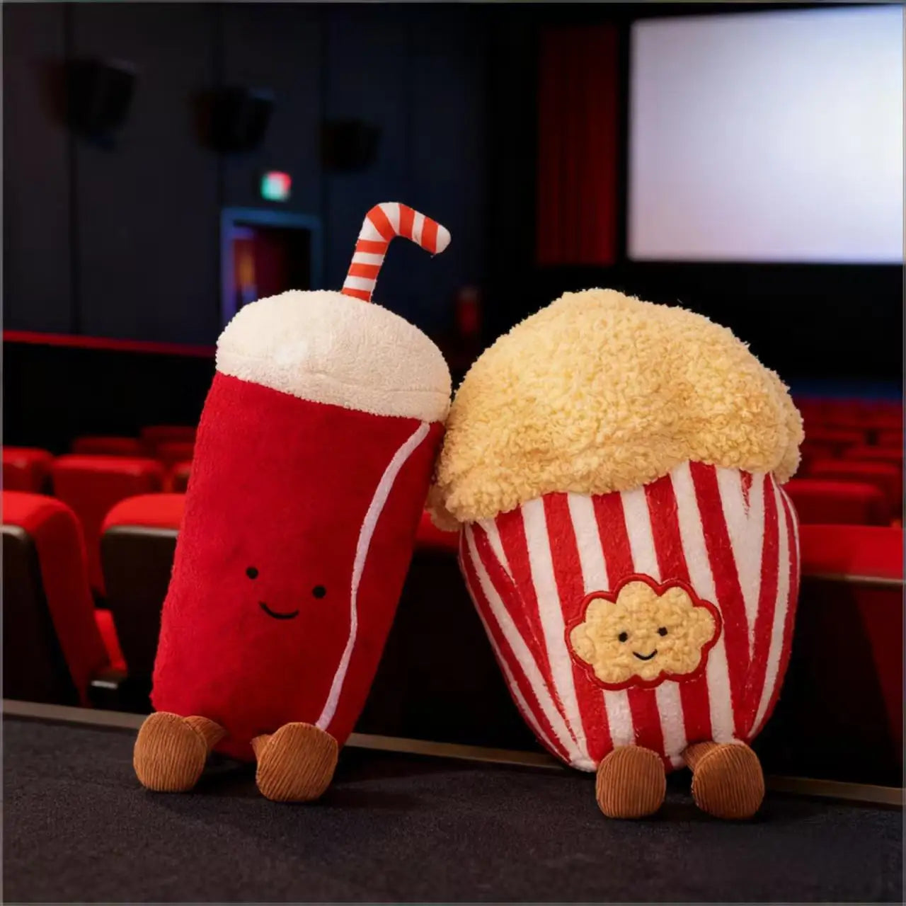 Popcorn & Cola Movie Night Plush Pillow Set | Fun Snack Stuffed Toys