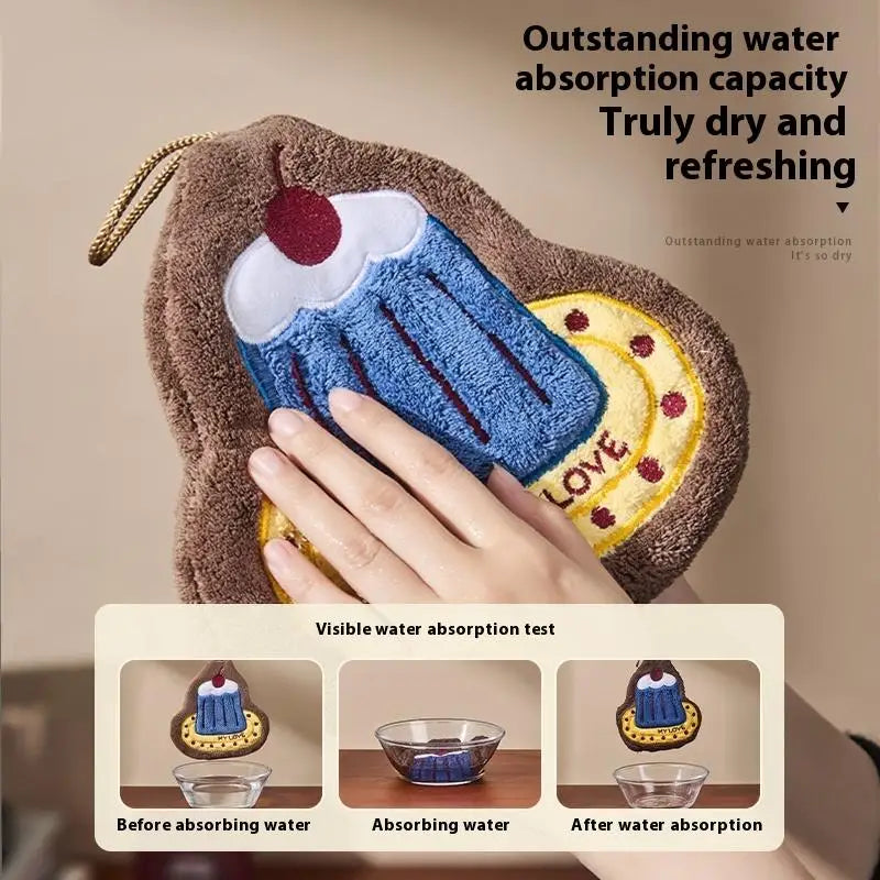 Kitchen Design Absorbent Hand Towel | Food-Print Coral Fleece Towel