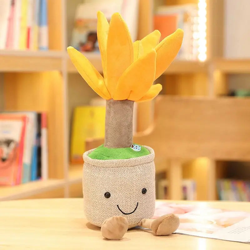Plushie de succulente Dracaena en pot, quatre couleurs, 14" | 35 cm