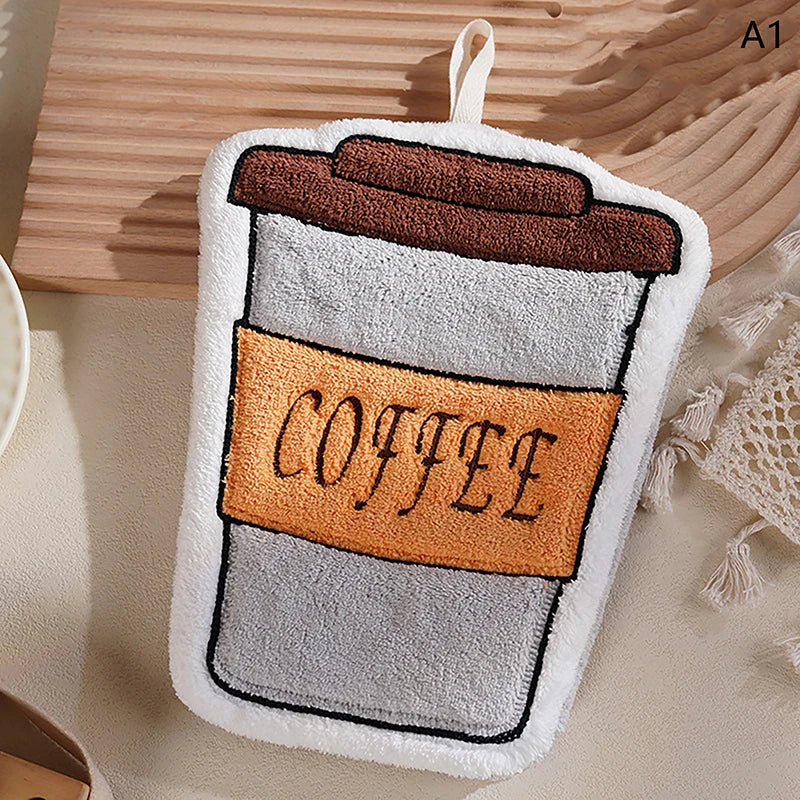 Cartoon Animal Hanging Hand Towel | Soft Absorbent Bathroom & Kitchen Cloth