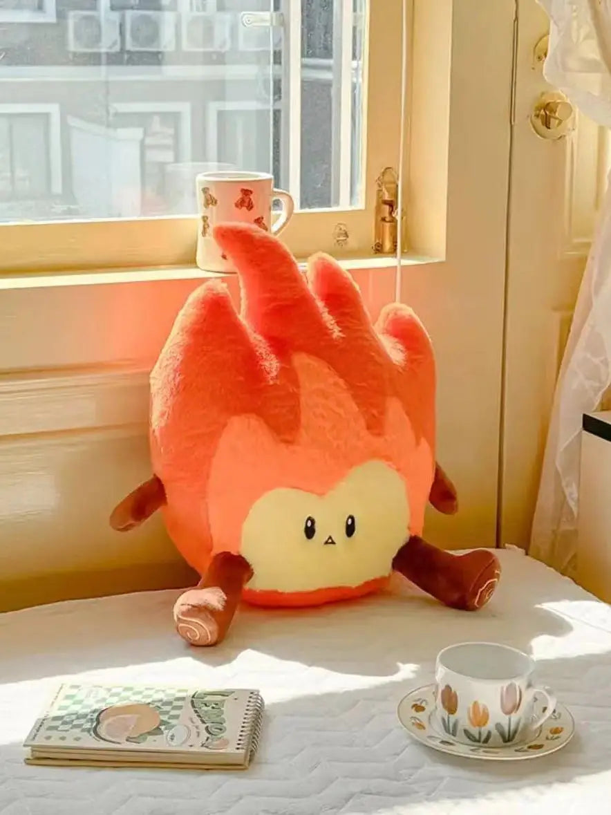 Plush Fire Backrest and Plush Toys – Soft Plush Cartoon Flame with Log Arms