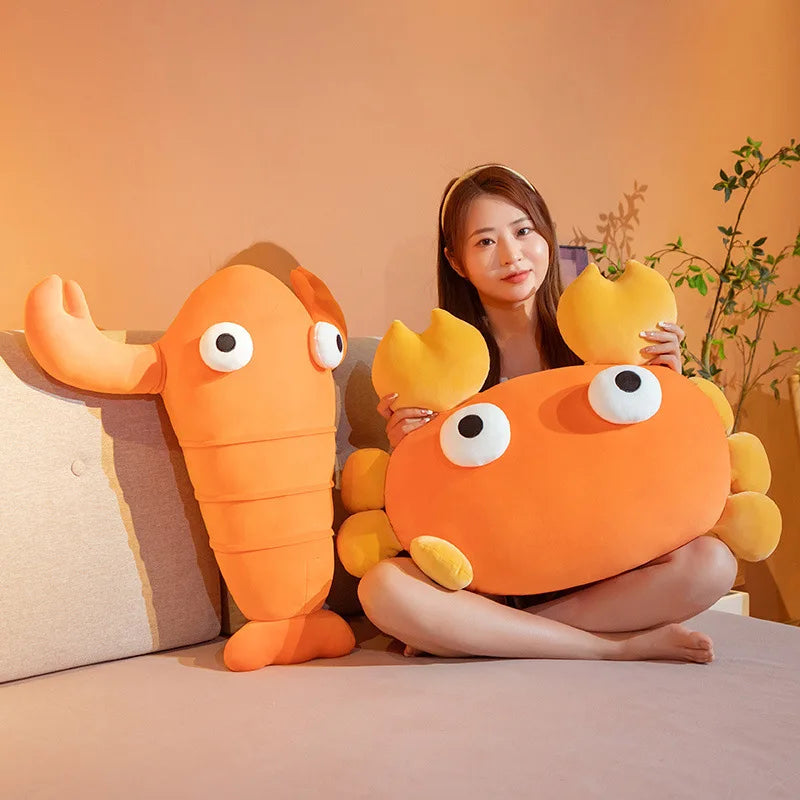 Crab & Lobster Throw Pillow Plush | Cute Ocean Animal Stuffed Cushion