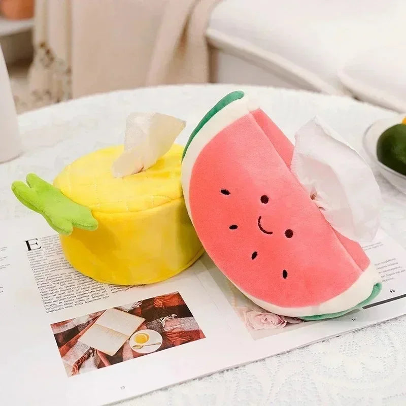 Plush Fruit Tissue Holder for Cars: Three Fruits