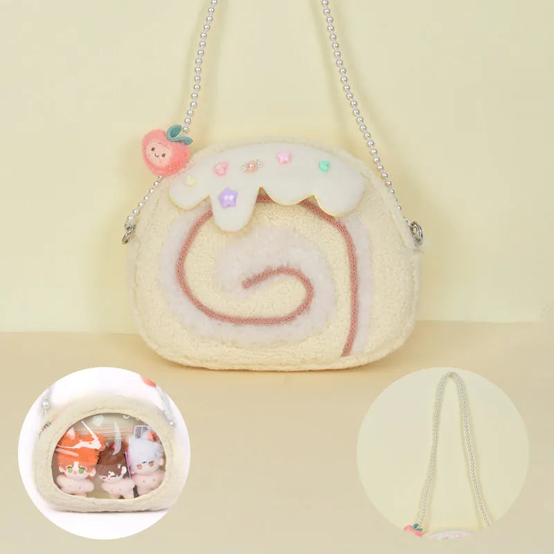 Borsa a spalla Plushie a forma di rotolo di torta, 11"x9" | Dimensioni: 28x23 cm