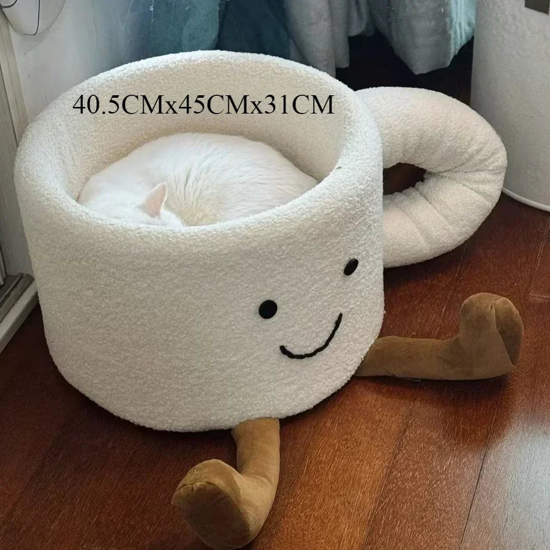 Coffee Cup Cat Bed | Cozy Pet Bed for Cats & Small Dogs