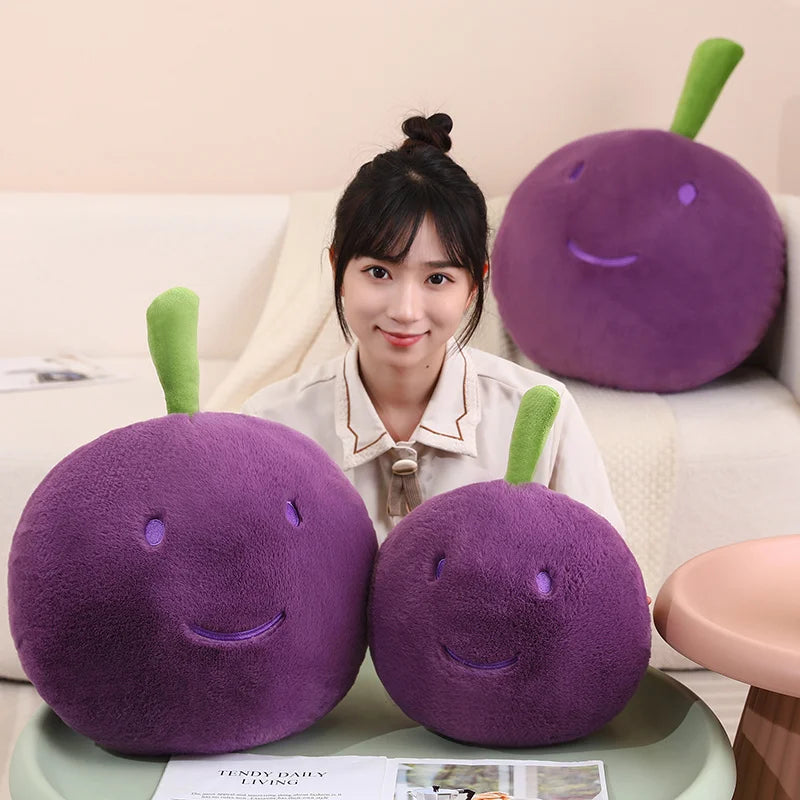 Purple Grape Plush Pillow – Kawaii Stuffed Fruit Toy