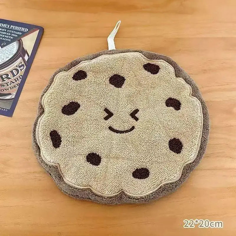 Cartoon Cookies Hand Towel | Cute Food-Print Absorbent Kitchen Towel