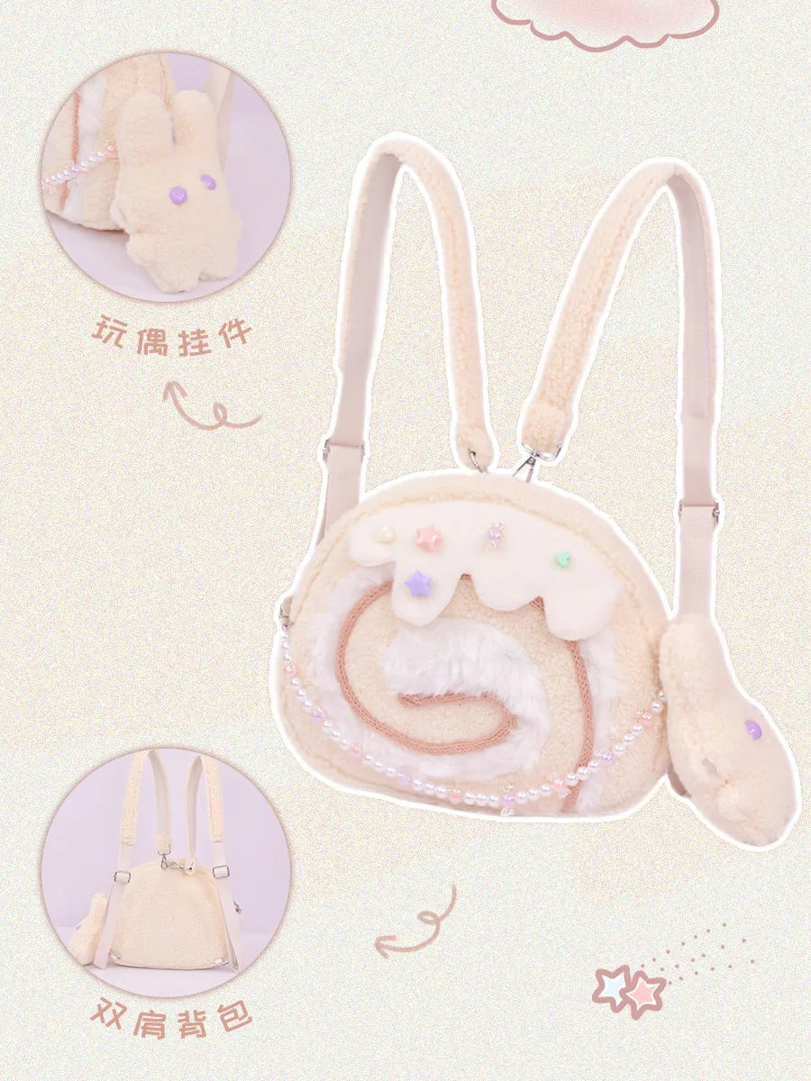Cake Roll Plushie Shoulder Bag, 11"x9" | 28x23 cm