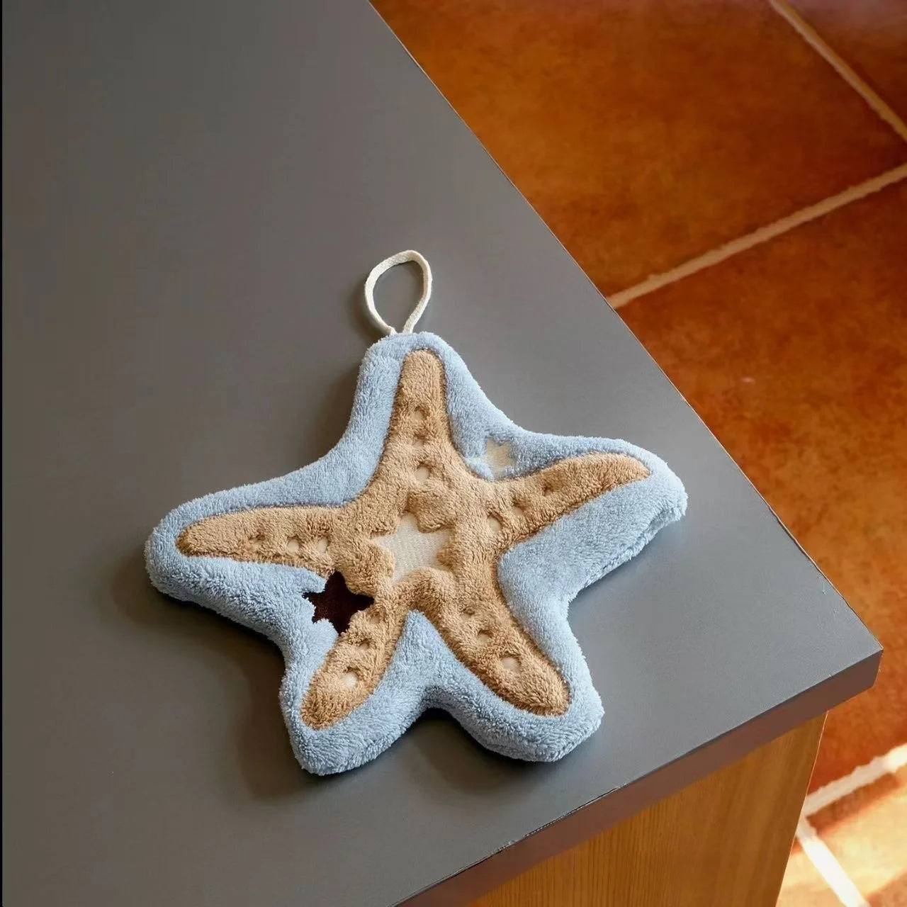 Ocean Shell & Starfish Absorbent Bath Towel | Coastal Sea Life Print