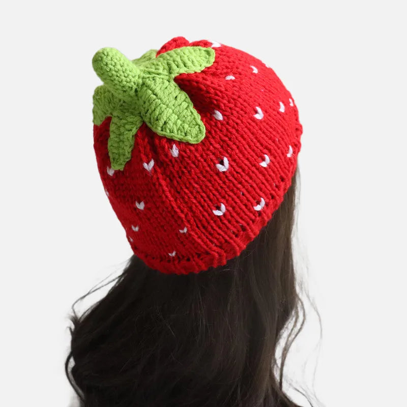 Winter Strawberry Hat | Cute Fruit-Themed Knit Beanie
