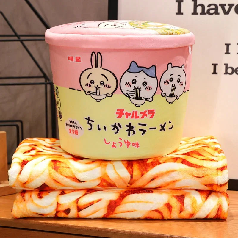 Instant Noodle Bucket Plush Pillow & Blanket | Ramen Gift Set