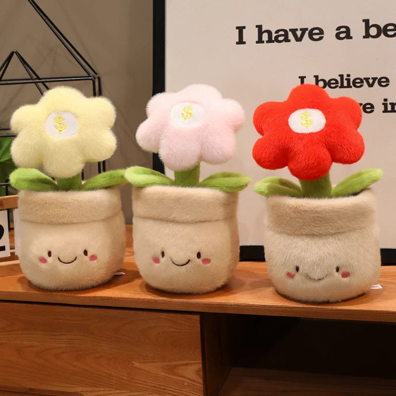 Cute Potted Flower Plush Toy | Soft Stuffed Floral Doll, 28cm