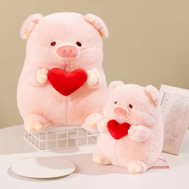 Pig Plushie Holding a Valentine's Heart, 8-12" | 20-30 cm