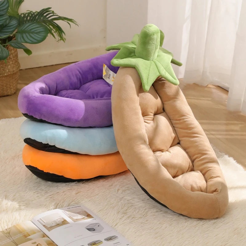 Vegetable-Shaped Pet Dog Bed | Kawaii Food-Themed Plush Sleeping Mat