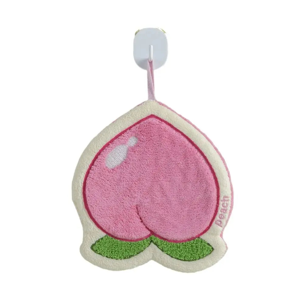 Cartoon Fruit Coral Fleece Hand Towel – Absorbent Hanging Kitchen Cloth