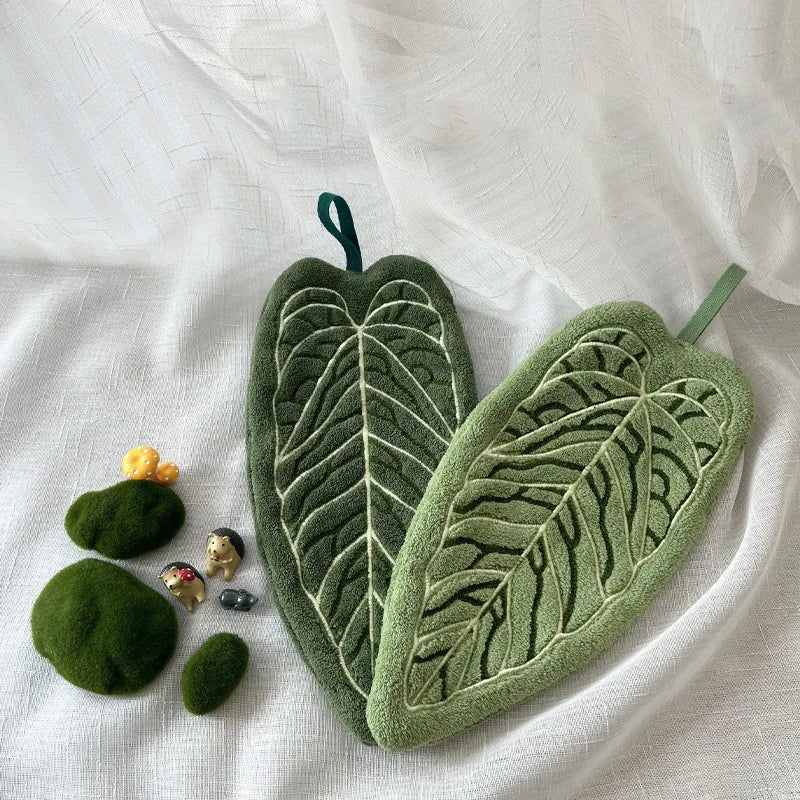 Hot Plant Print Absorbent Hand Towel | Botanical Kitchen Towel