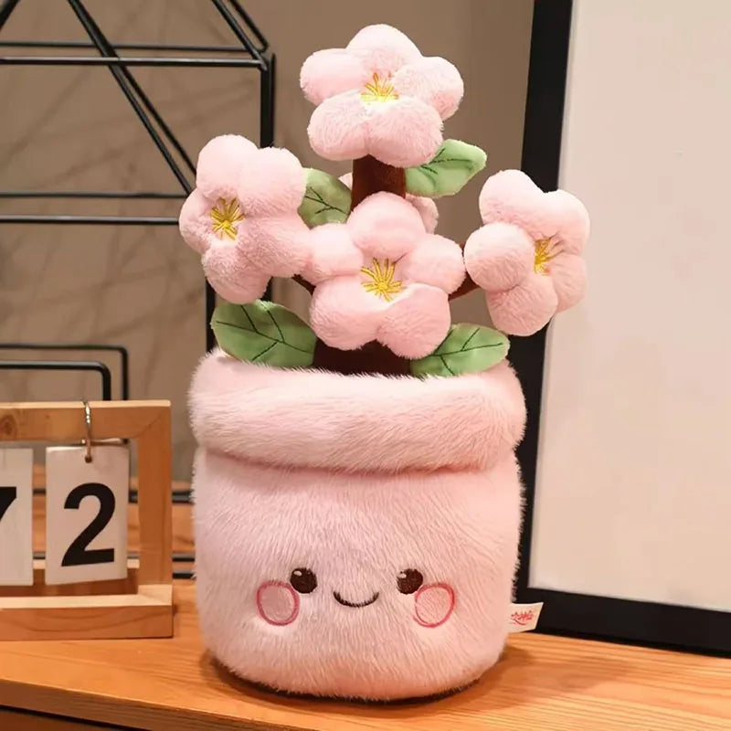 Cherry Blossom Potted Plush | Kawaii Stuffed Sakura Flower Decor