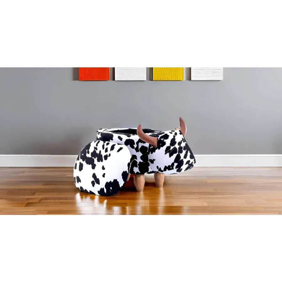 Ottoman Vache en Tissu Velours en Deux Couleurs