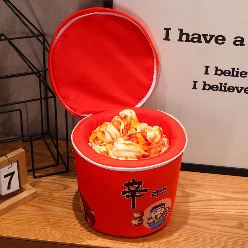 Instant Noodle Bucket Plush Pillow & Blanket | Ramen Gift Set
