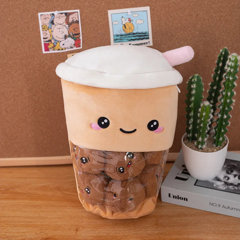 Bubble Tea Plush Toy with Small Paws – Kawaii Boba Plushie Bag, 6-10" | 15-25 cm