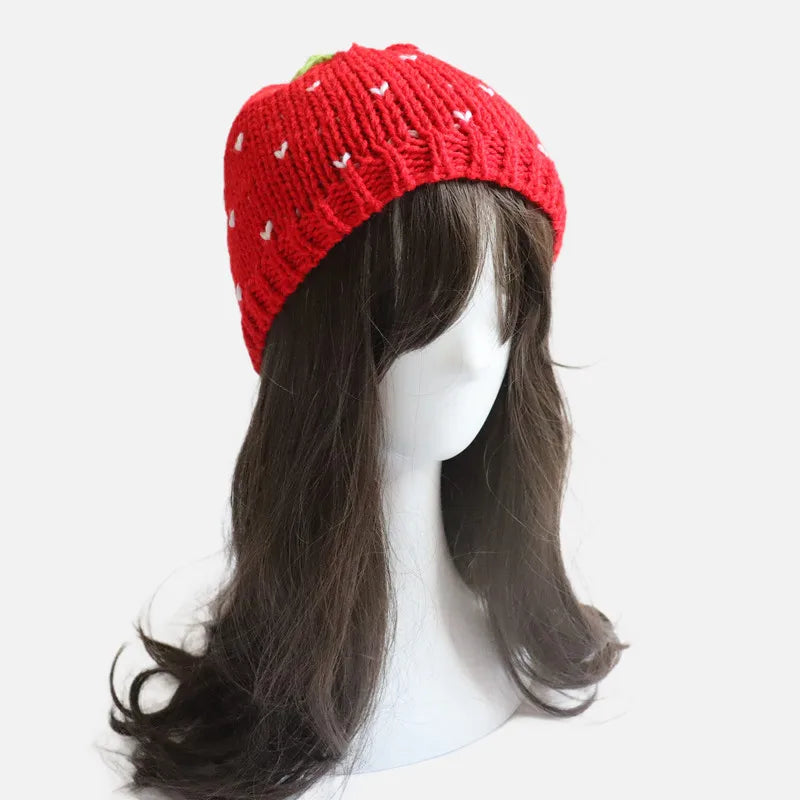 Winter Strawberry Hat | Cute Fruit-Themed Knit Beanie