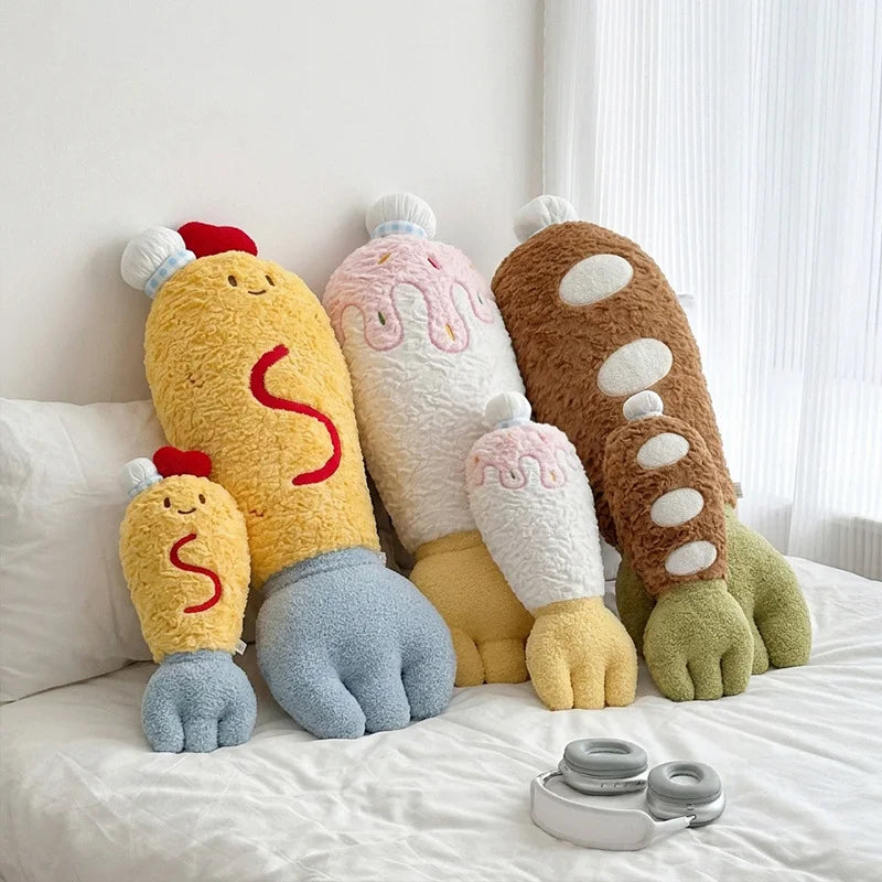 Simulation Cartoon Fork Plush Toys Creative Stuffed Soft Fried Shrimp Pillow Children Comfort Doll Home Decor for Kids Gifts