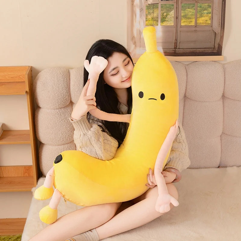 Banana & Eggplant Soothing Pillow | Dual-Fruit Plush Stuffed Cushion | soft stuffed plushie | packaging view