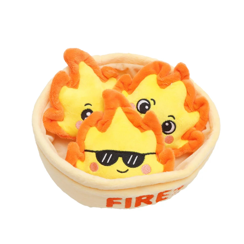 Kawaii Flame Plush Toy Set – Basket of Emoji Flames, 6" | 16 cm