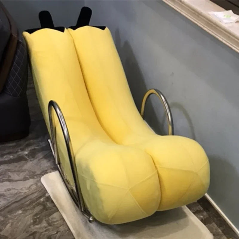 Silla mecedora Go Bananas - Cinco colores, diseño de cuero sintético o de felpa