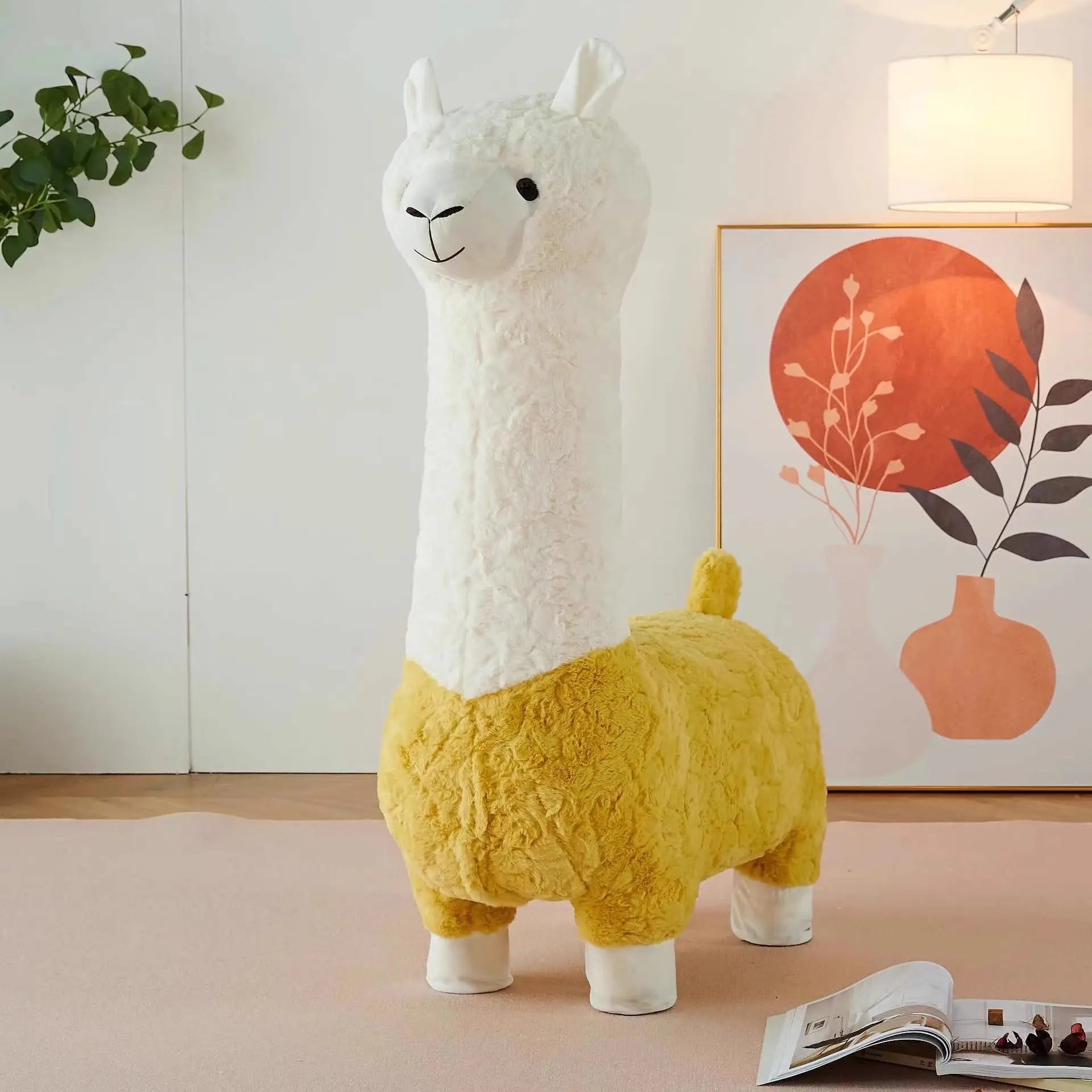 Pouf en peluche d'alpaga confortable, huit couleurs
