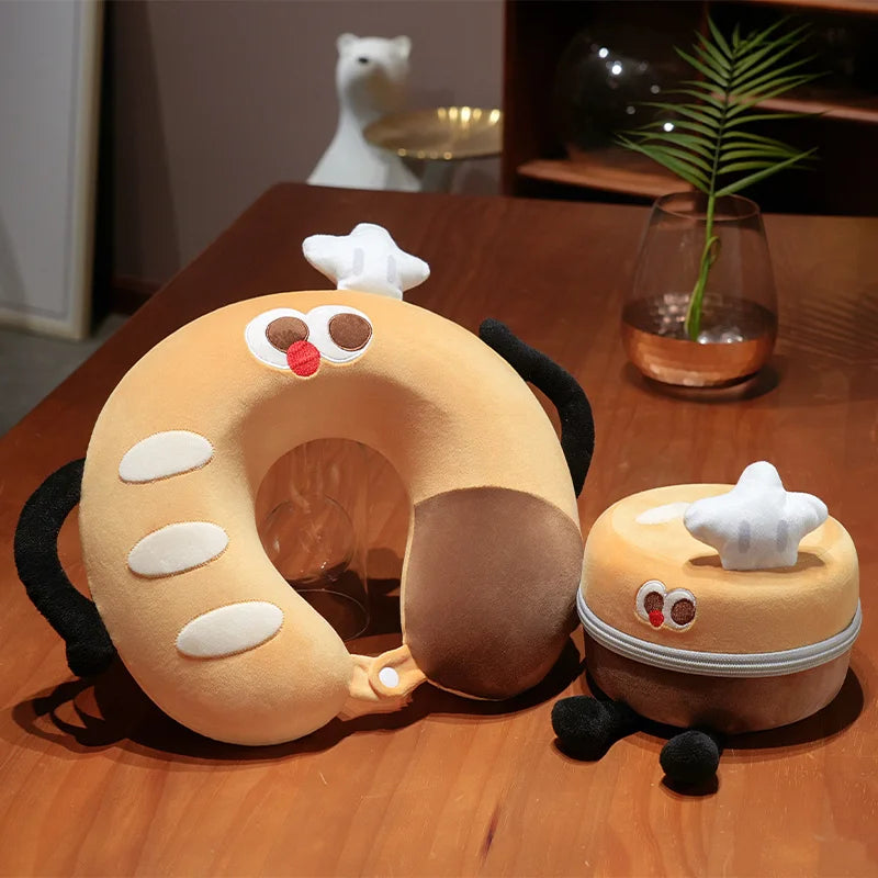 U-Shaped Travel Pillow with Carry Box | Neck Pillow in Plush Storage Case