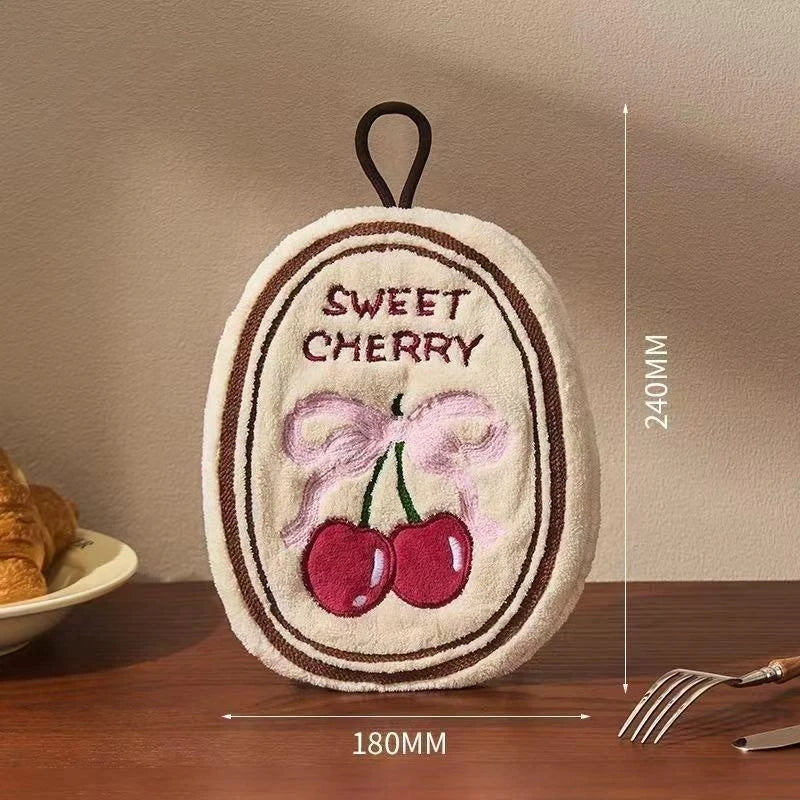 Kitchen Design Absorbent Hand Towel | Food-Print Coral Fleece Towel