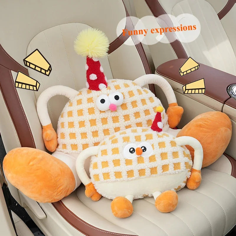 Birthday Waffle Cushion Plushie for Head/Lumbar Support, 14-20" | 35-50 cm