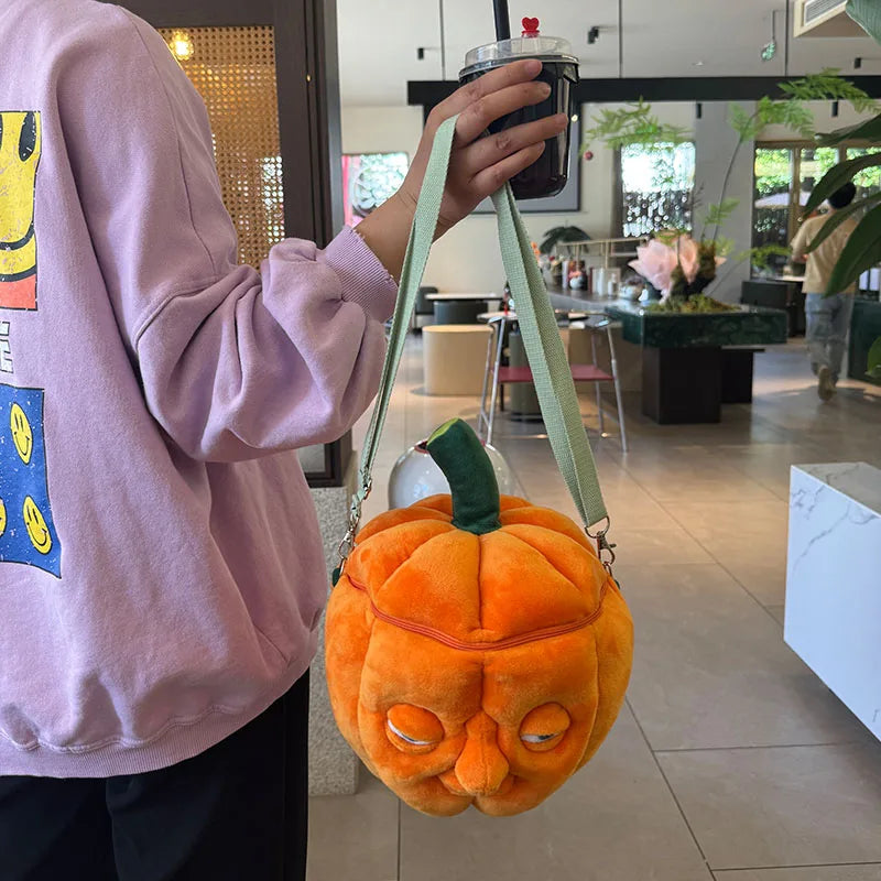 Kawaii Pumpkin Plush Backpack | Halloween Shoulder Bag